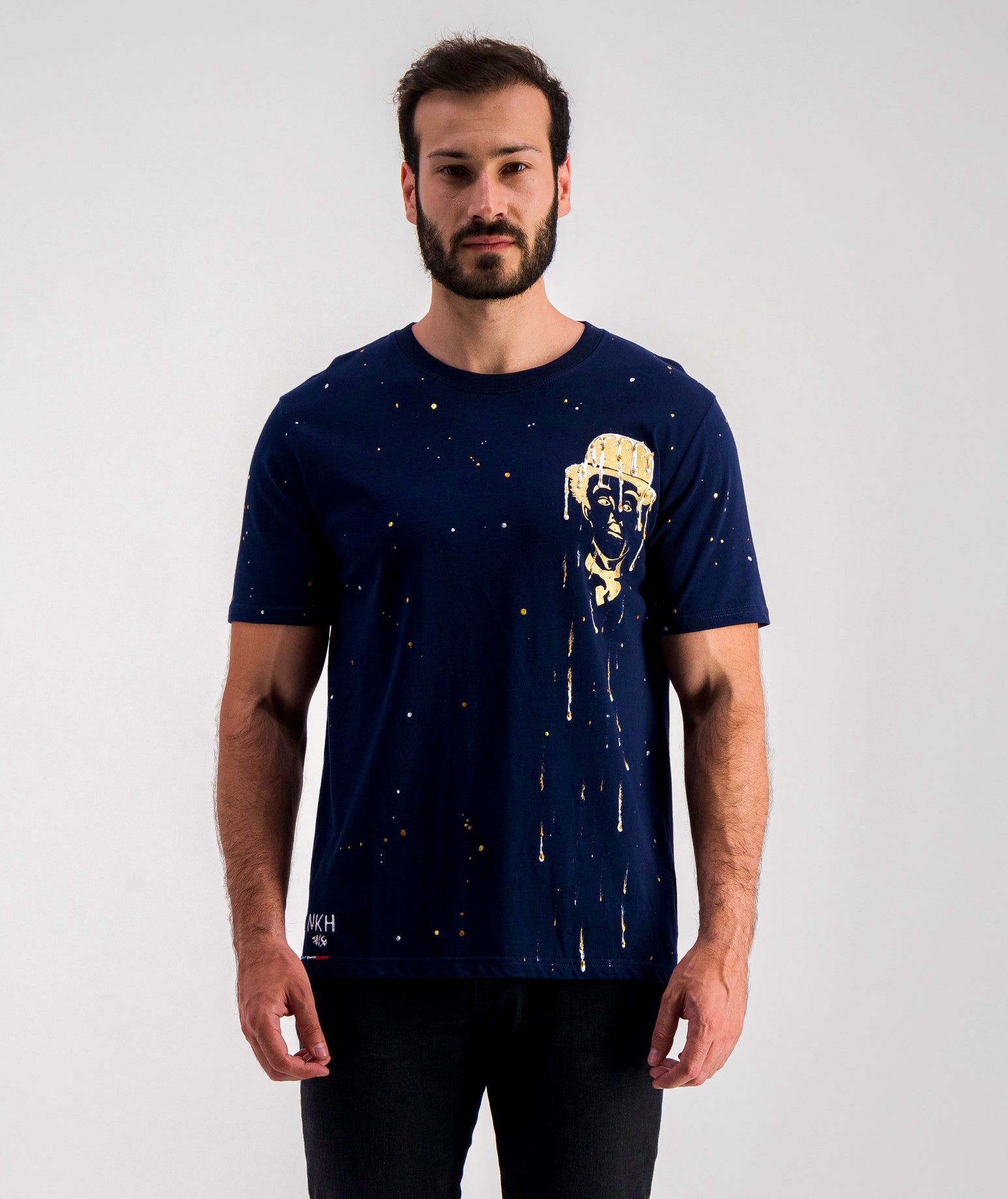 Tee-shirt bleu marine - Curious Chaplin (Swarovski)