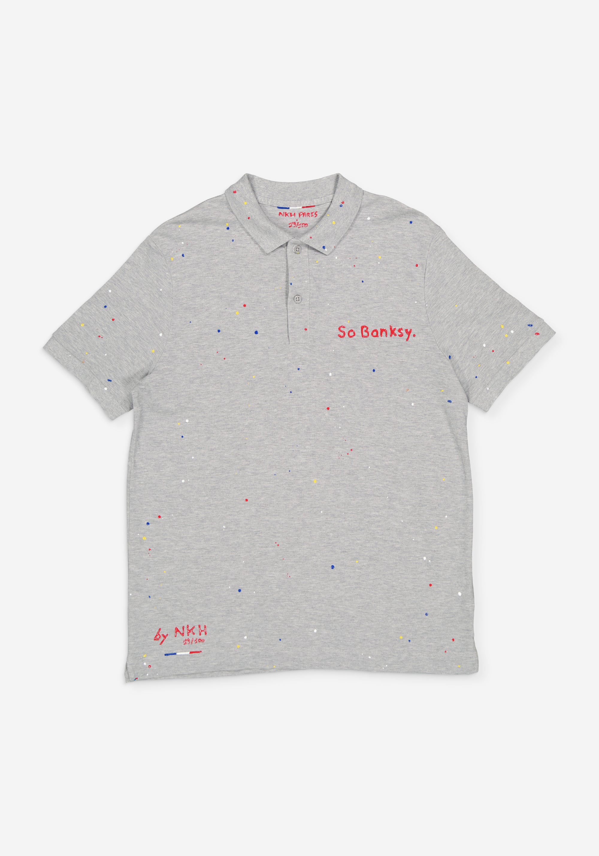 Polo gris chiné en maille piquée - So Banksy