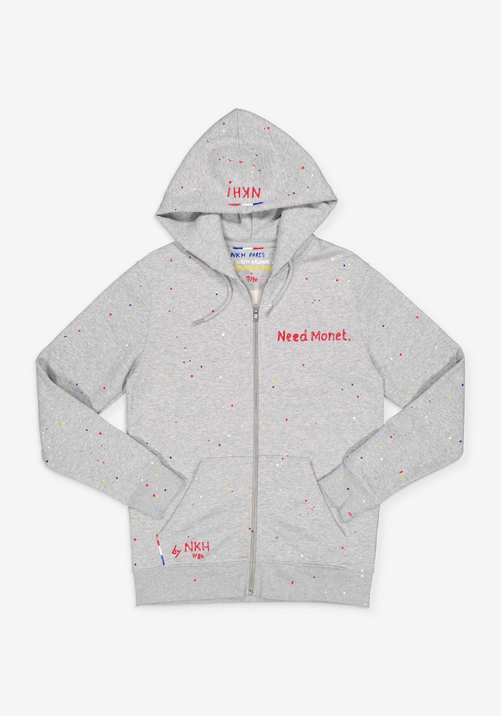 Sweat à capuche zip gris chiné - Need Monet