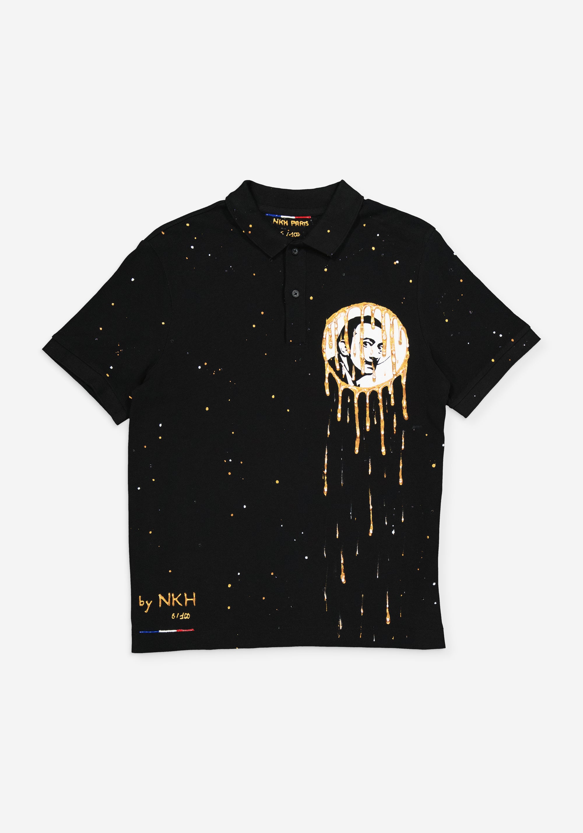 Polo noir en maille piquée - Dali moon