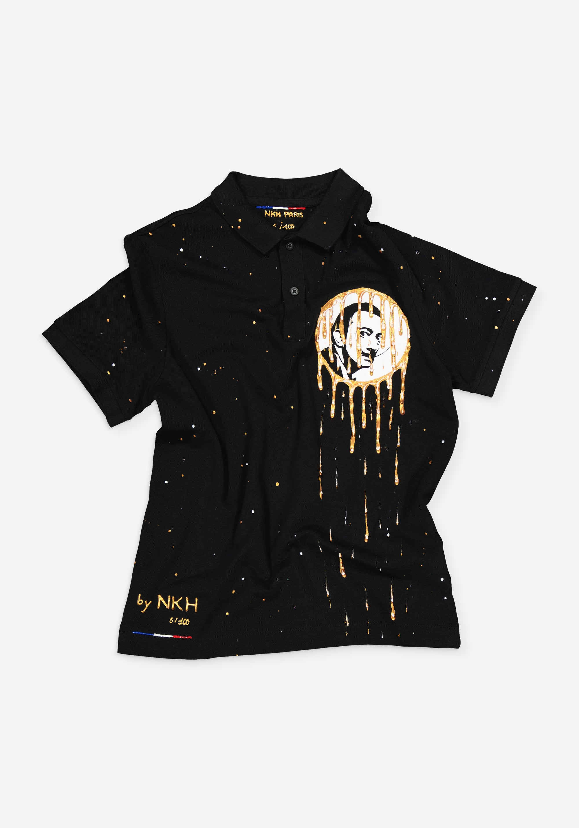 Polo noir en maille piquée - Dali moon