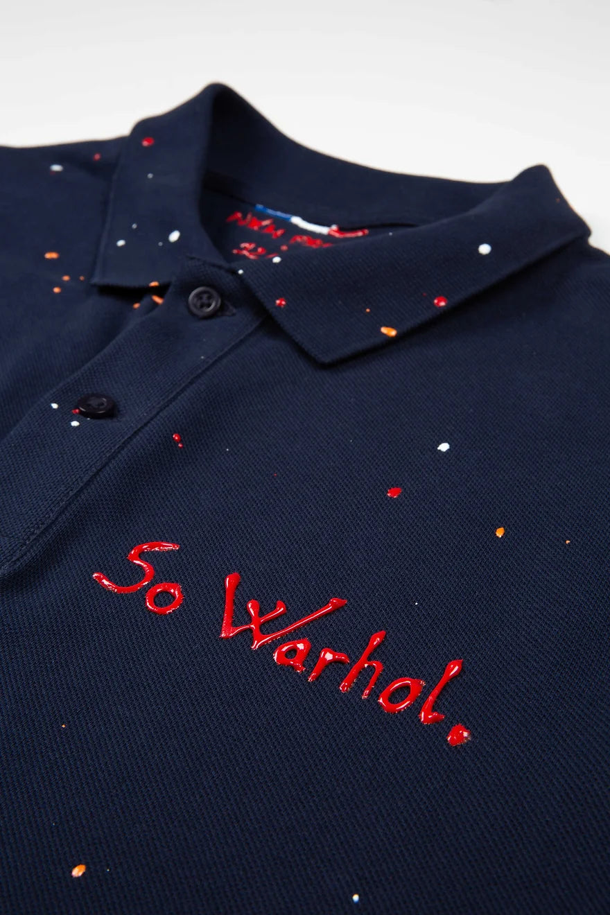 Polo bleu marine en maille piquée - So Warhol