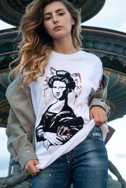 Tee-shirt blanc - Mona Lisa geisha