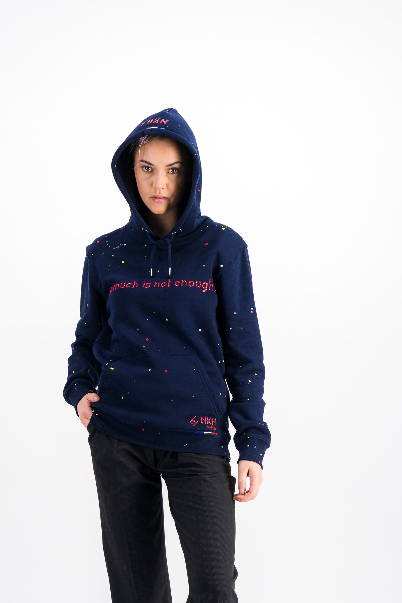 Sweat à capuche bleu marine - Too much is not enough