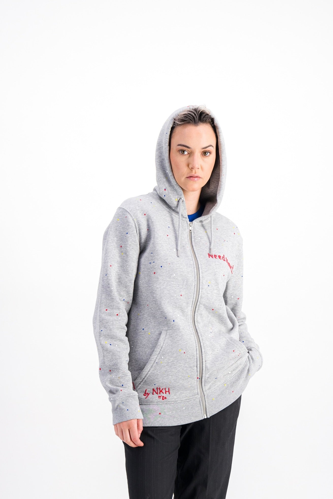 Sweat à capuche zip gris chiné - Need Monet