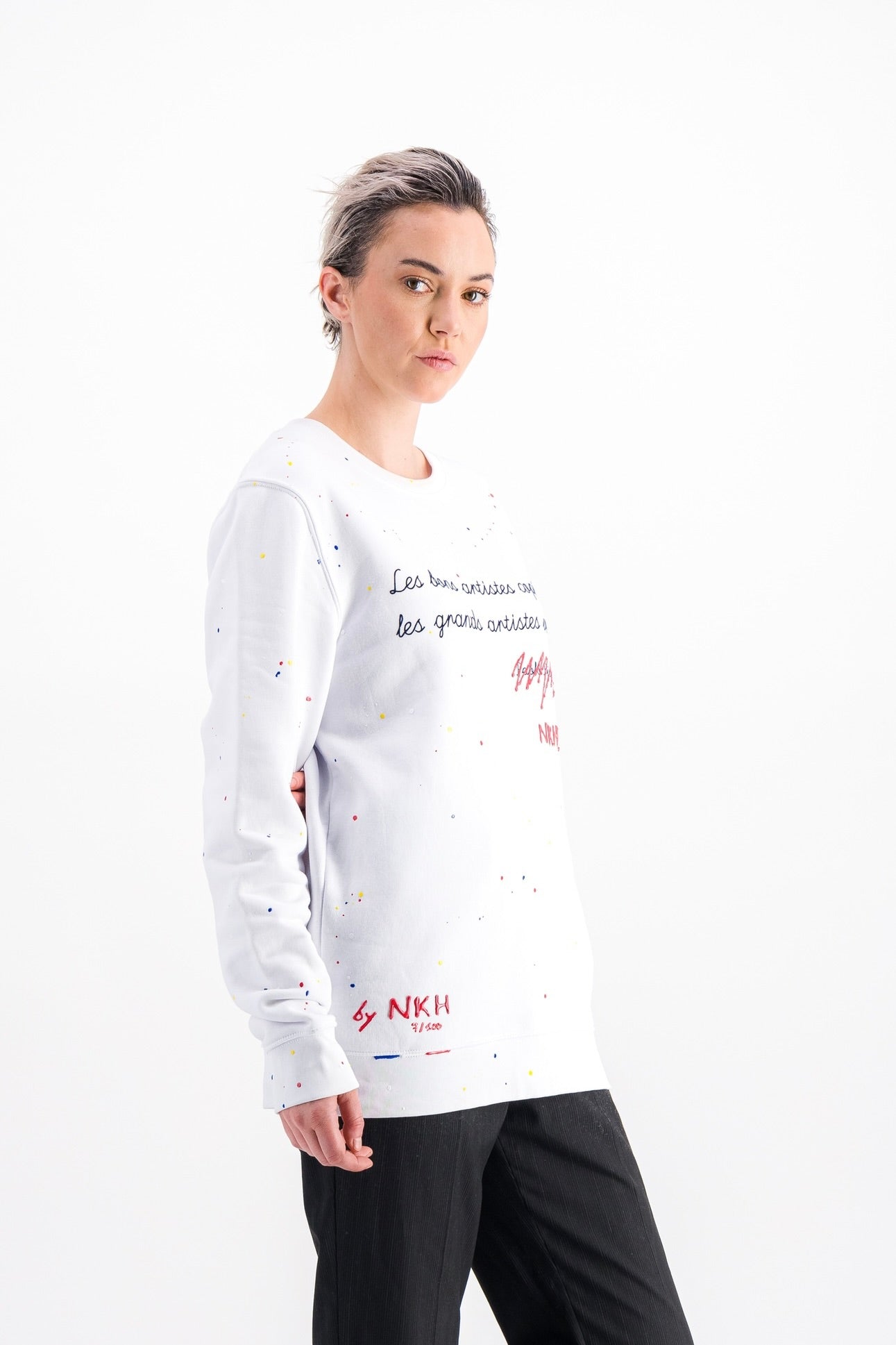 Pull col rond blanc - Les grands artistes