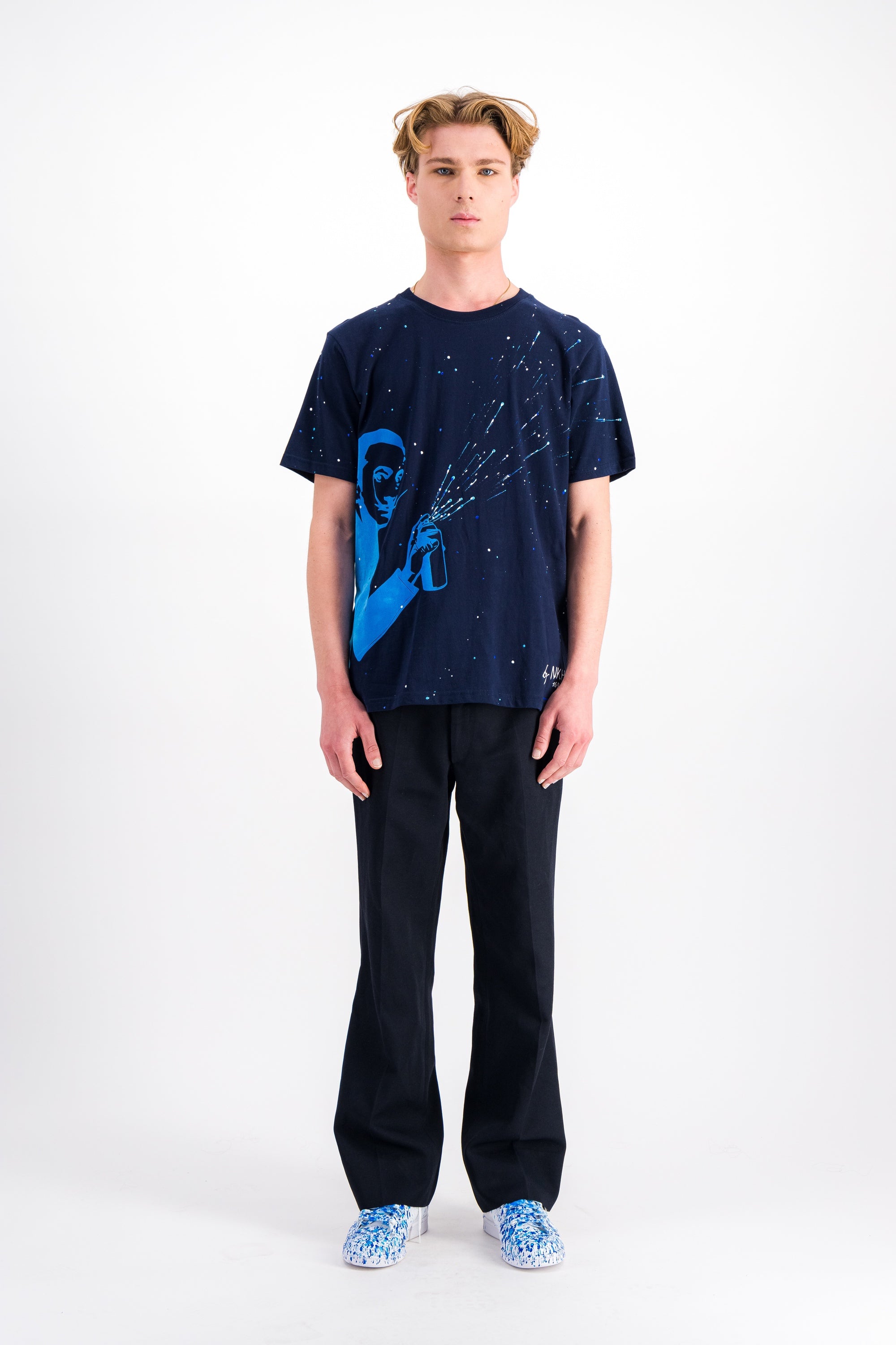 Tee-shirt bleu marine - Dali graffiti