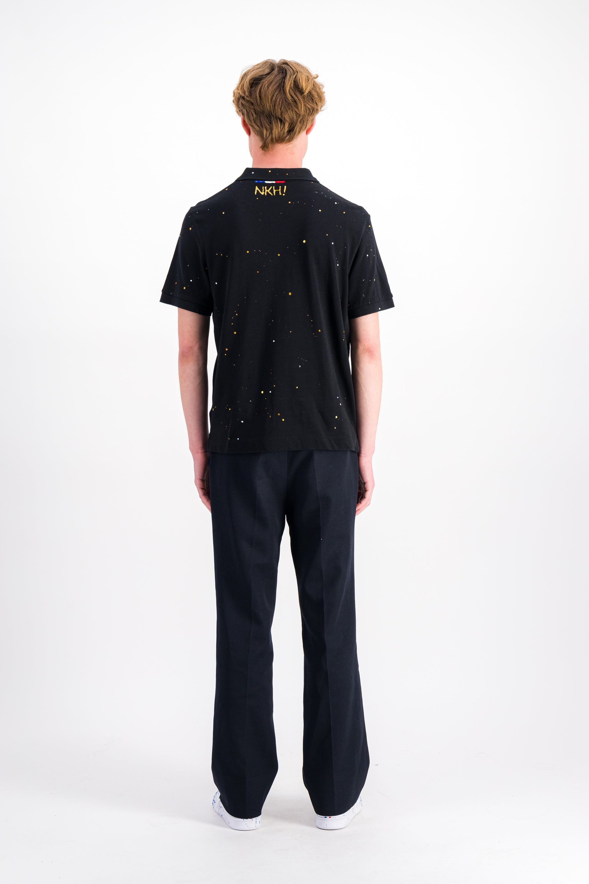 Polo noir en maille piquée - Dali moon