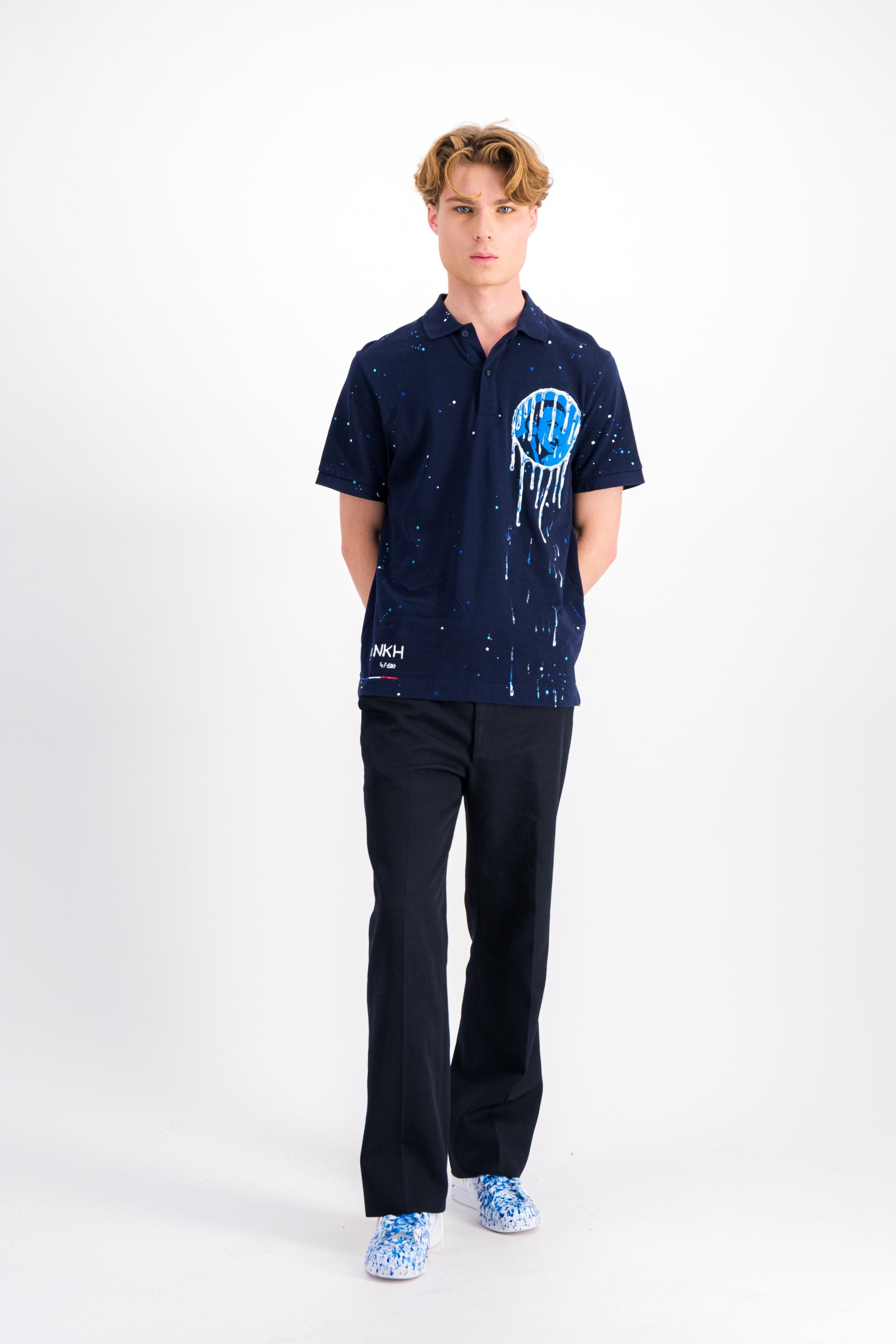 Polo bleu marine en maille piquée - Dali moon
