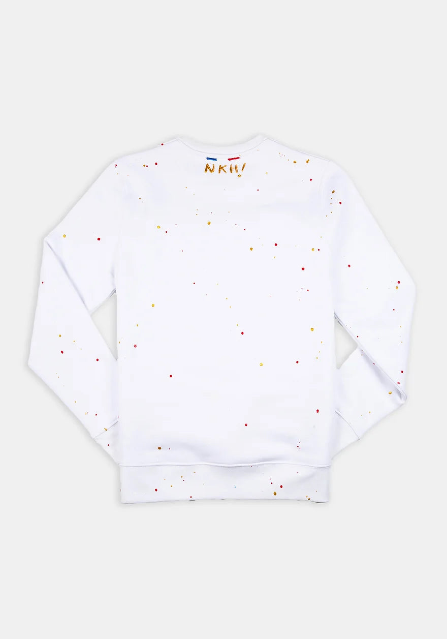 Pull blanc col rond - Angry Chaplin