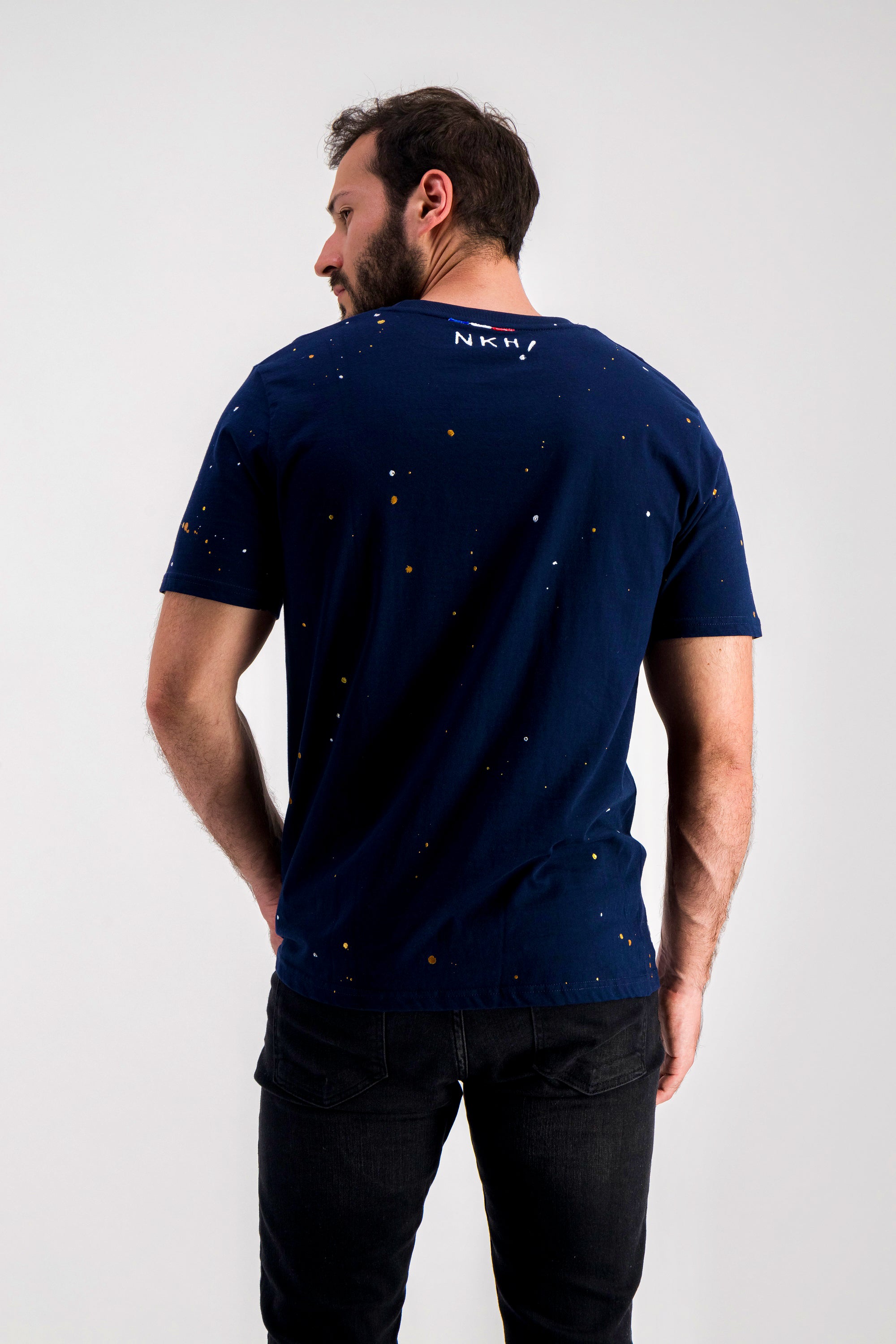 Tee-shirt bleu marine - Curious Chaplin (Swarovski)