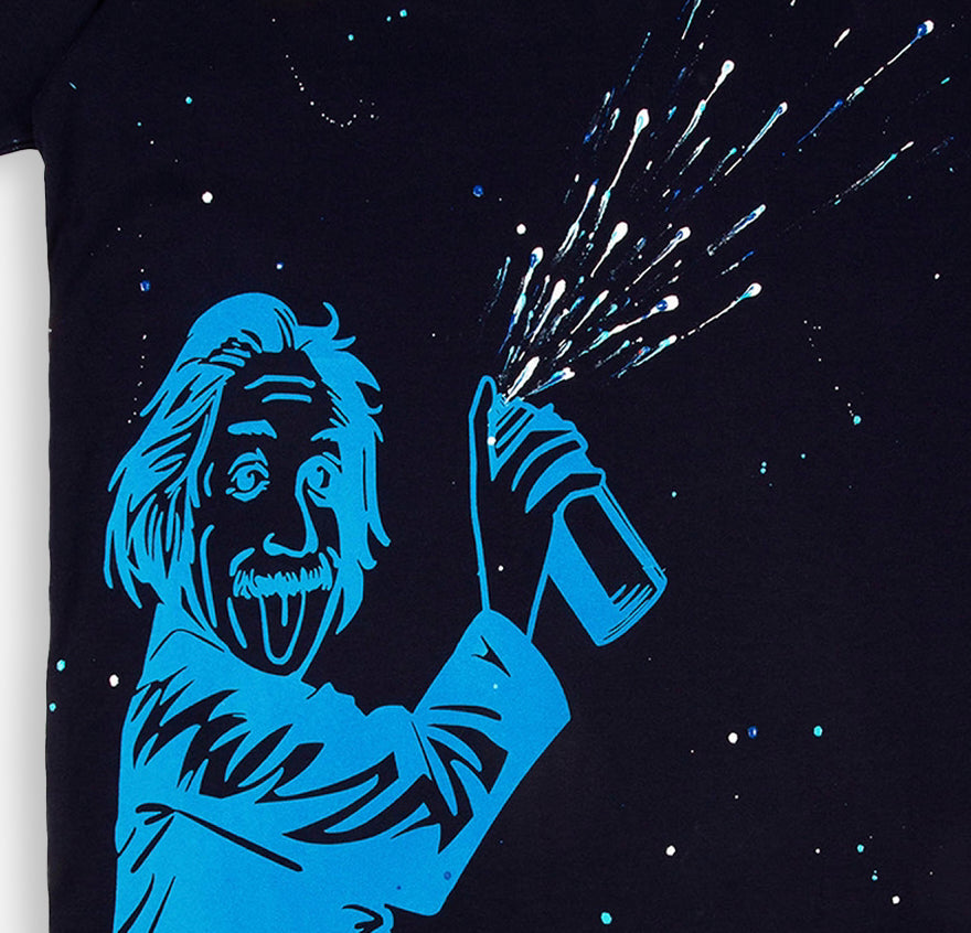 Tee-shirt bleu marine - Einstein graffiti